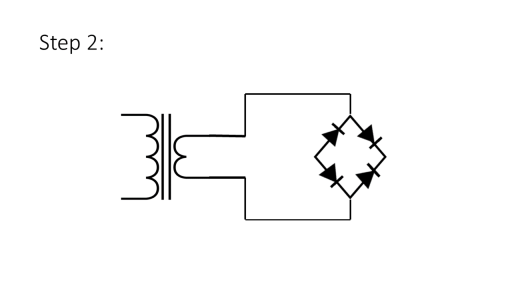 Transformer and full wave rectifier connection